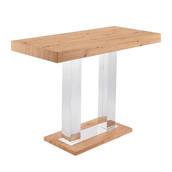 Cortina Large Oak Effect Bar Table With 6 Canyon Grey Stools