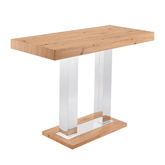 Cortina Large Oak Effect Bar Table With 6 Canyon White Stools