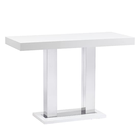 Cortina Large White Gloss Bar Table With 6 Rifle Teal Stools