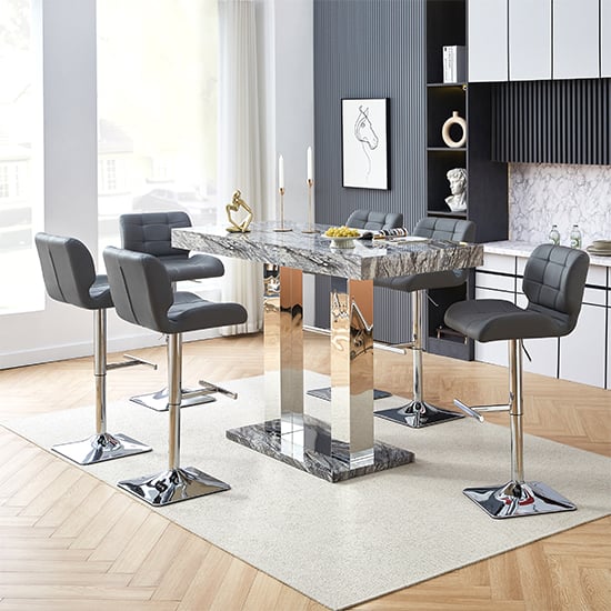 Cortina Melange Effect Bar Table Large 6 Canyon Grey Stools