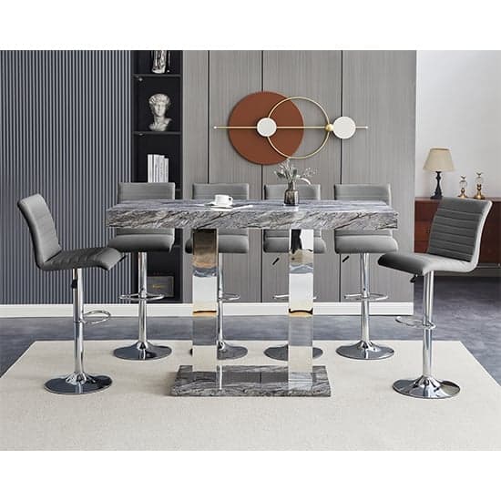 Cortina Melange Effect Bar Table Large 6 Rifle Grey Stools