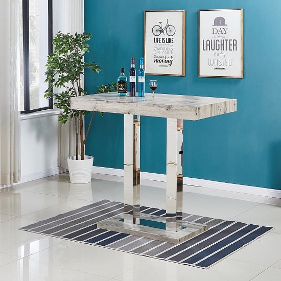Cortina Rectangular Wooden Bar Table In Grey Oak Effect
