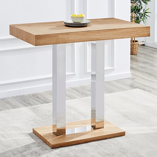Cortina Rectangular Wooden Bar Table In Oak Effect