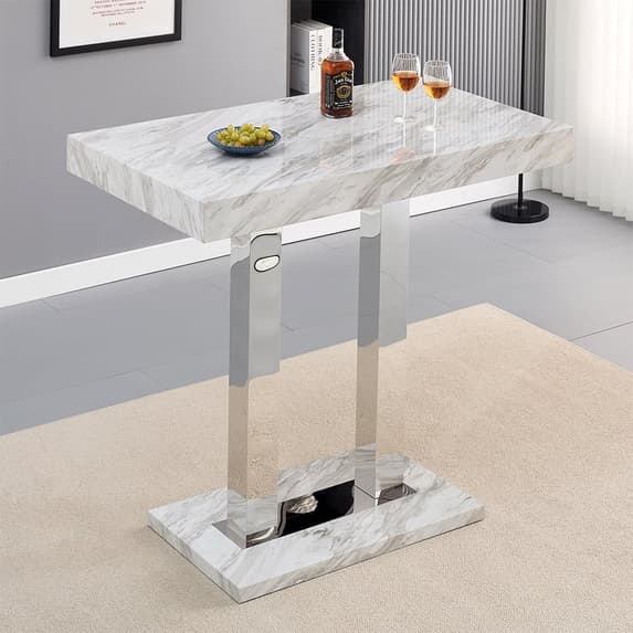 Cortina Small Magnesia Bar Table With 4 Canyon Grey Stools