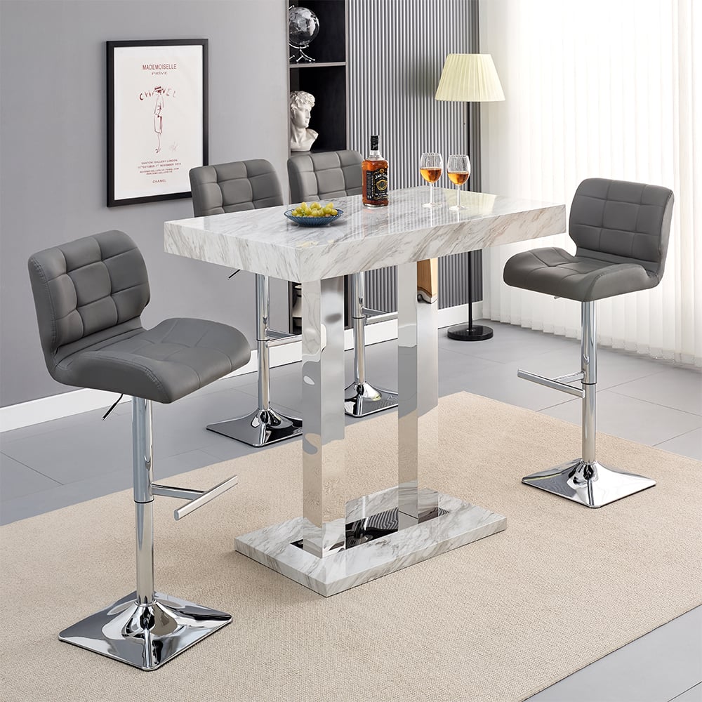 Cortina Small Magnesia Bar Table With 4 Canyon Grey Stools