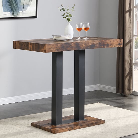 Cortina Wooden Bar Table In Rustic Oak