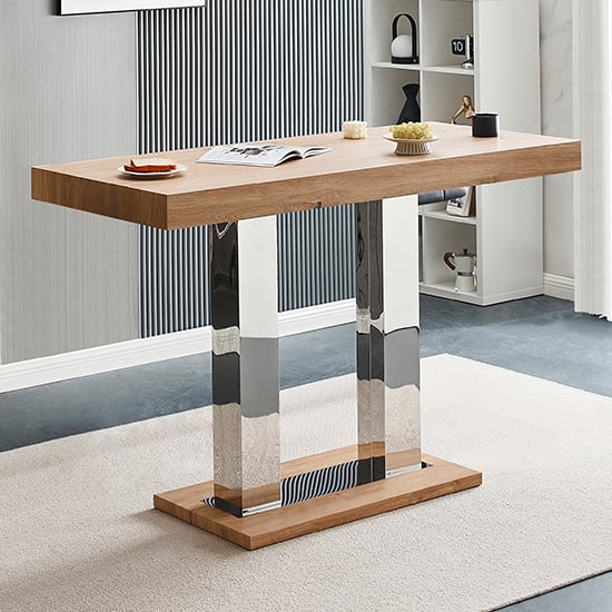 Cortina Wooden Bar Table Rectangular Large In Oak Effect