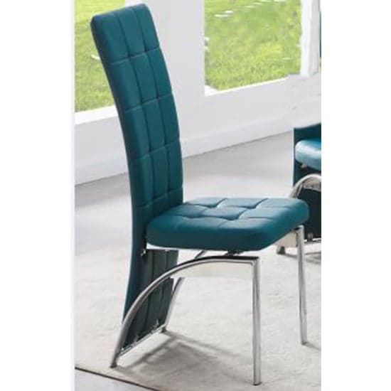 Cripple Cross Glass Dining Table With 4 Riverton Teal Chairs