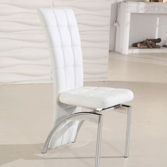 Cripple Cross Glass Dining Table With 4 Riverton White Chairs