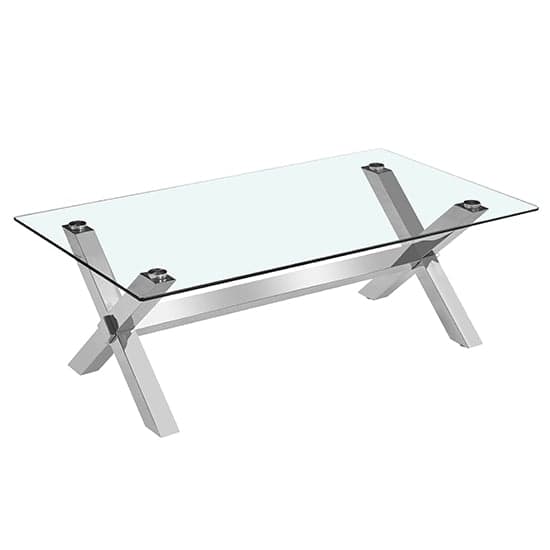 Crossville Clear Glass Coffee Table With Stainless Steel Legs