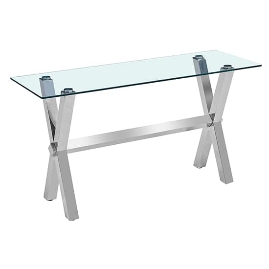 Crossville Clear Glass Console Table With Stainless Steel Legs