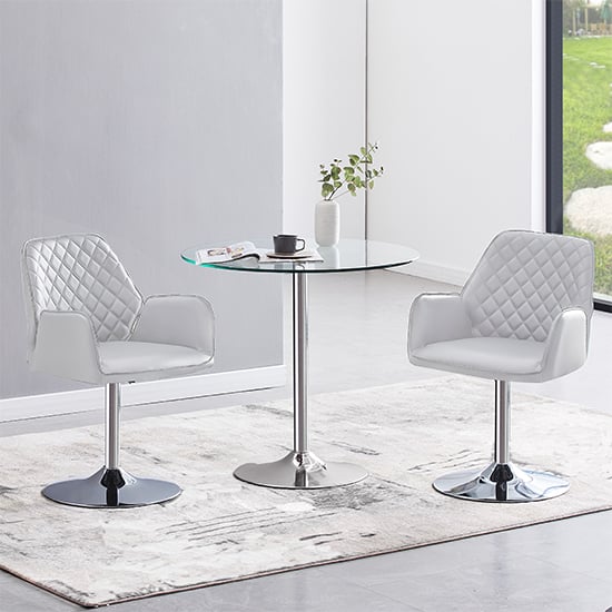 Danville Clear Glass Dining Table With 2 Burwell White Chairs