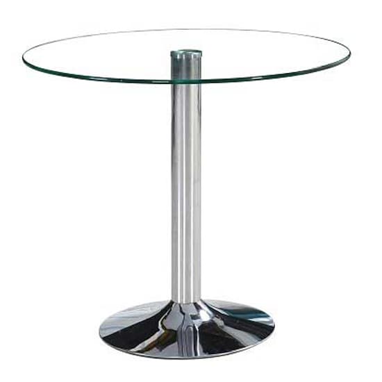 Danville Round Clear Glass Dining Table With 4 Rinks Black Chairs