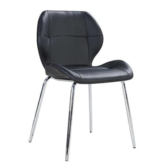 Darien Faux Leather Dining Chair In Black With Chrome Legs