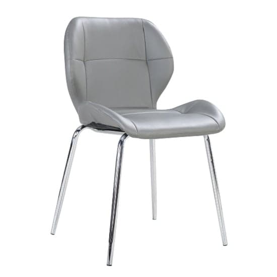 Darien Faux Leather Dining Chair In Grey With Chrome Legs