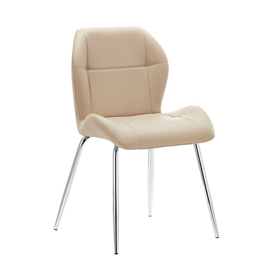 Darien Faux Leather Dining Chair In Taupe With Chrome Legs