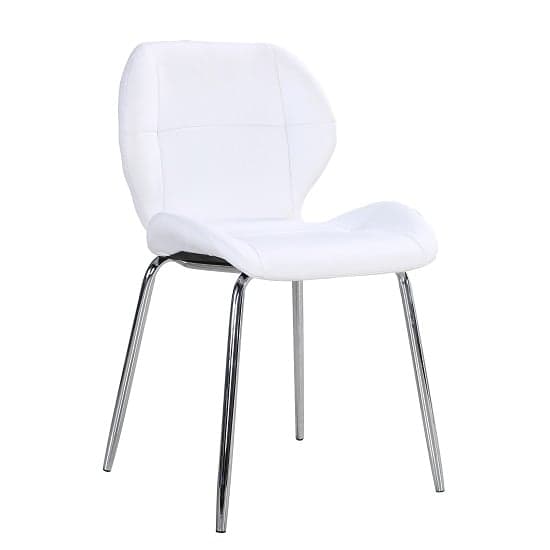 Darien Faux Leather Dining Chair In White With Chrome Legs