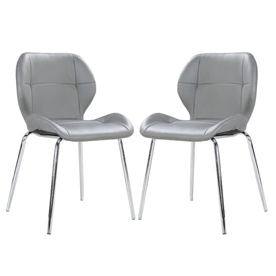 Darien Grey Faux Leather Dining Chairs In A Pair