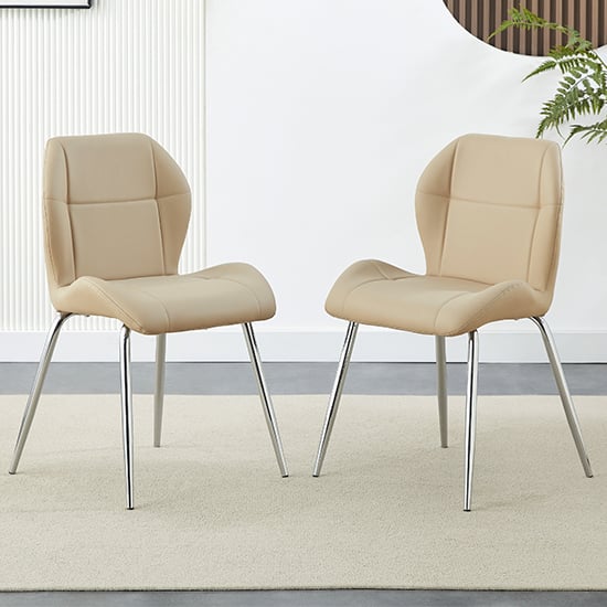 Darien Taupe Faux Leather Dining Chairs In A Pair