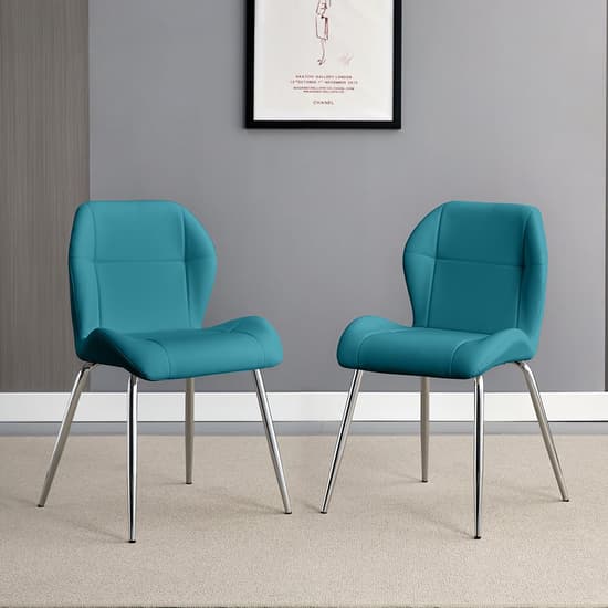 Darien Teal Faux Leather Dining Chairs In A Pair