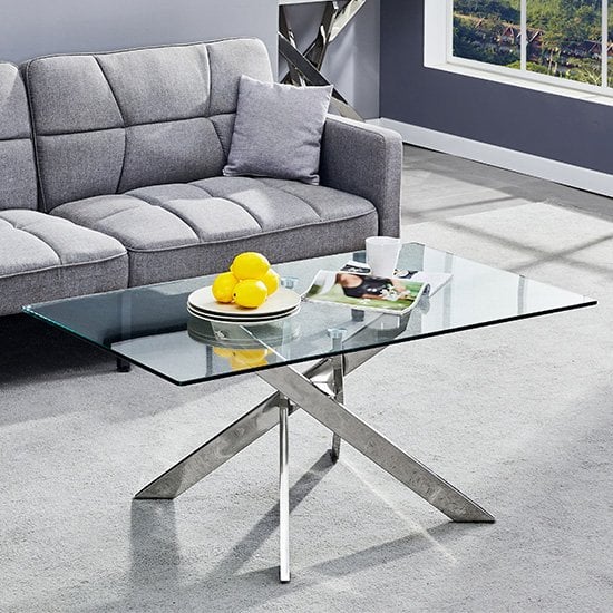 Denton Clear Glass Coffee Table With Chrome Legs
