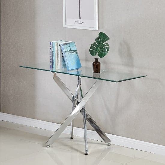 Denton Clear Glass Console Table With Chrome Legs