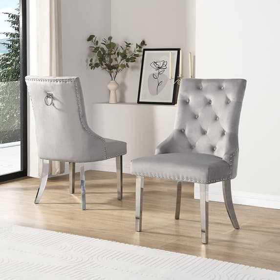 Denton Large Clear Glass Dining Table 4 Irvine Grey Chairs