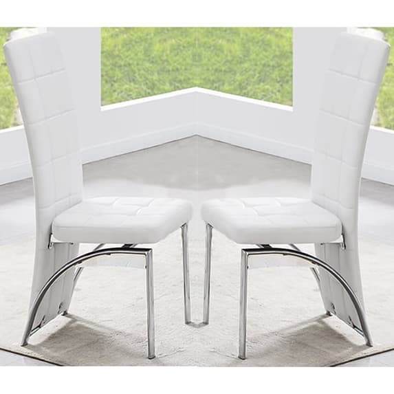 Denton Large Glass Dining Table With 6 Riverton White Chairs