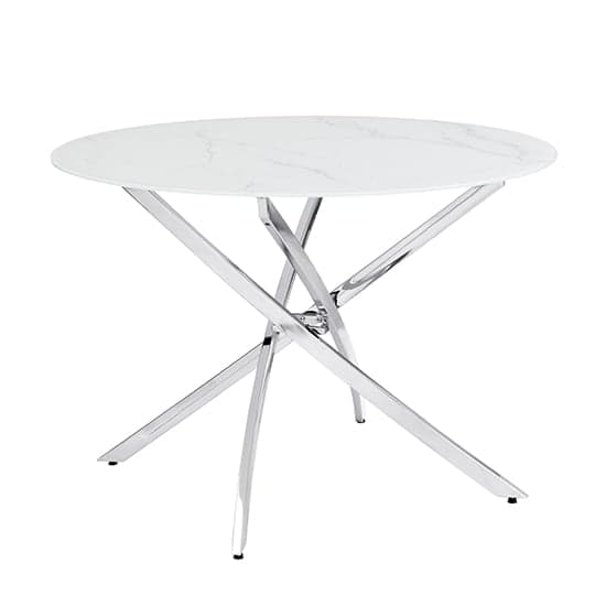 Denton Round Glass Dining Table In Diva Marble Effect