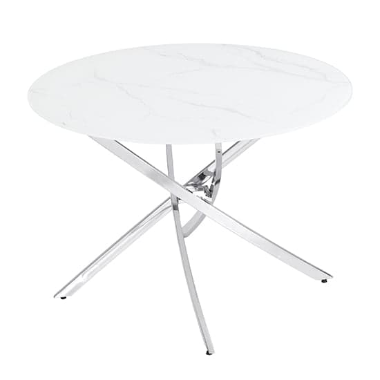 Denton Round Glass Dining Table In Diva Marble Effect