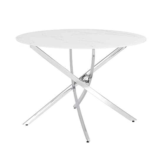 Denton Round Glass Dining Table In Diva Marble Effect