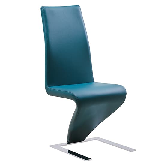 Destin Z Faux Leather Dining Chair In Teal With Chrome Feet