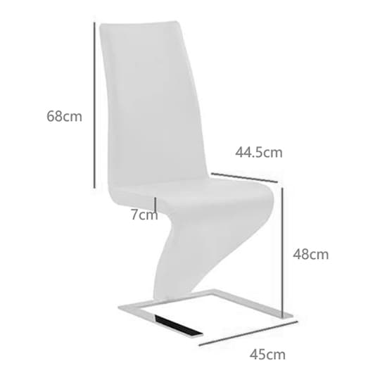 Destin Z Faux Leather Dining Chair In White With Chrome Feet