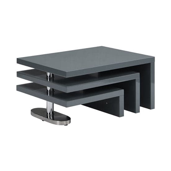 Detroit Rotating High Gloss Coffee Table With 3 Tops In Grey