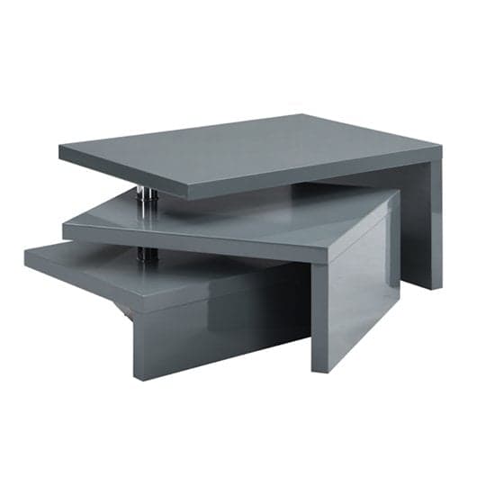 Detroit Rotating High Gloss Coffee Table With 3 Tops In Grey