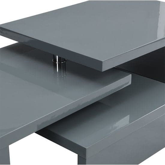 Detroit Rotating High Gloss Coffee Table With 3 Tops In Grey