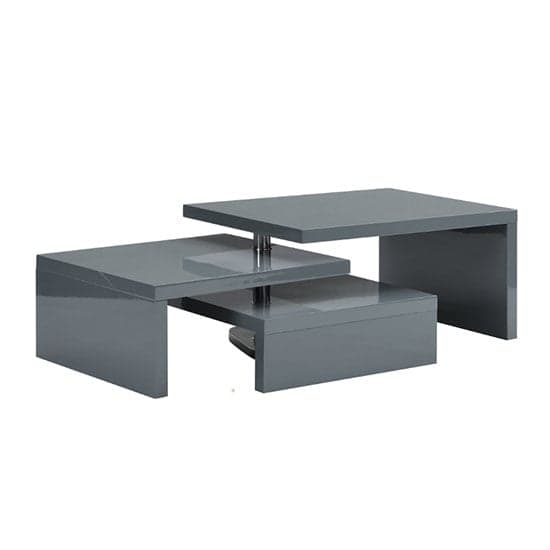 Detroit Rotating High Gloss Coffee Table With 3 Tops In Grey