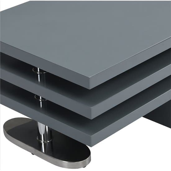 Detroit Rotating High Gloss Coffee Table With 3 Tops In Grey