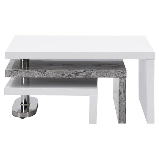 Detroit Rotating White Gloss Coffee Table In Melange Marble Effect