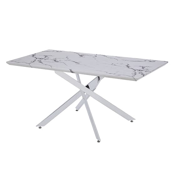 Devlin Diva Marble Effect Dining Table 4 Opelika White Chairs