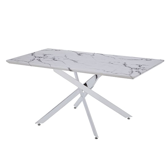 Devlin High Gloss Dining Table In Diva Marble Effect