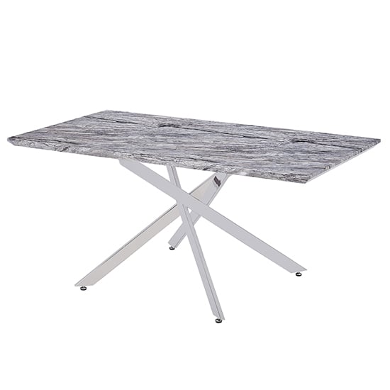 Devlin High Gloss Dining Table In Melange Marble Effect
