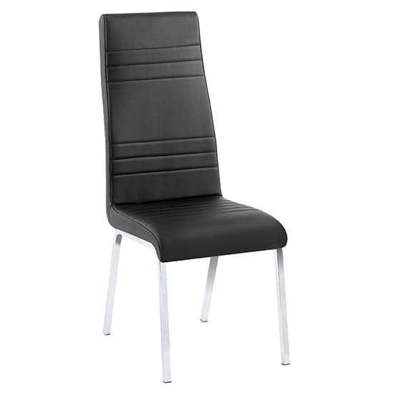 Dortmund Black Faux Leather Dining Chairs With Chrome Legs In Pair