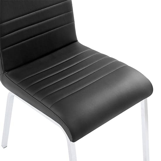 Dortmund Black Faux Leather Dining Chairs With Chrome Legs In Pair