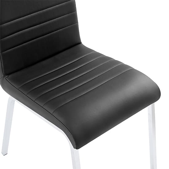 Dortmund Faux Leather Dining Chair In Black With Chrome Legs