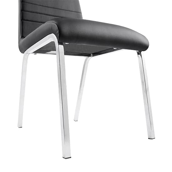 Dortmund Faux Leather Dining Chair In Black With Chrome Legs