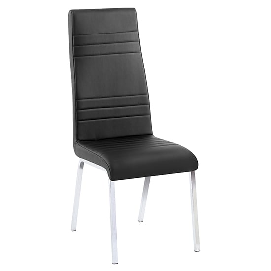 Dortmund Faux Leather Dining Chair In Black With Chrome Legs