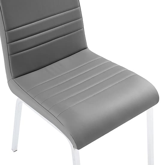 Dortmund Faux Leather Dining Chair In Grey With Chrome Legs