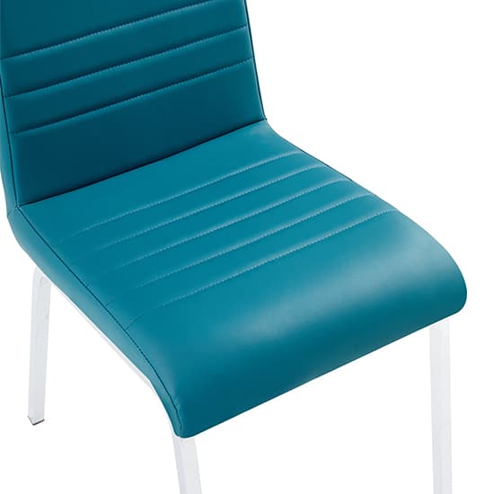 Dortmund Faux Leather Dining Chair In Teal With Chrome Legs