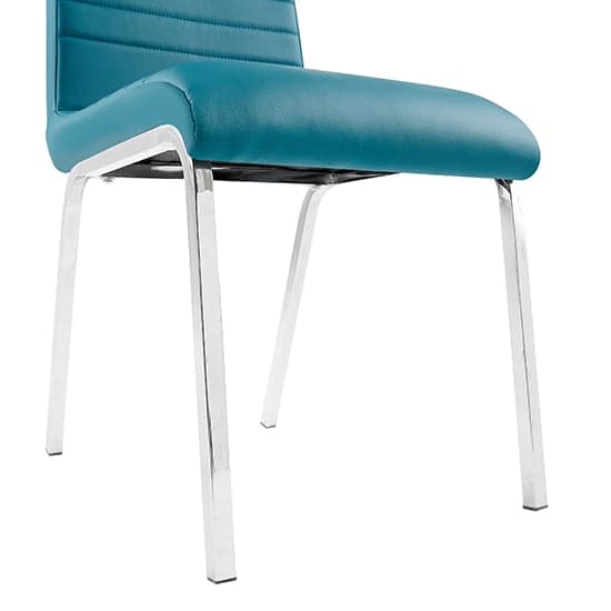 Dortmund Faux Leather Dining Chair In Teal With Chrome Legs